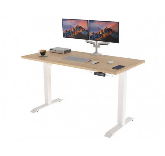 POKAR Desk with white electric frame Sonoma Oak 140x70