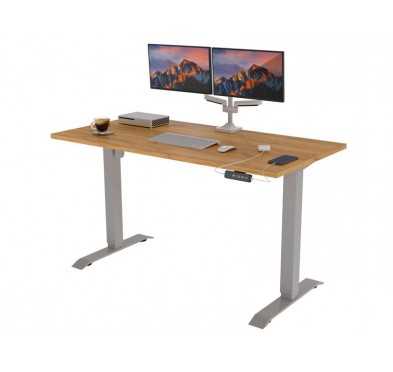 POKAR Desk with silver electric frame Craft Oak 120x60