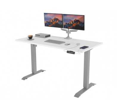 POKAR Desk with silver electric frame White 120x60