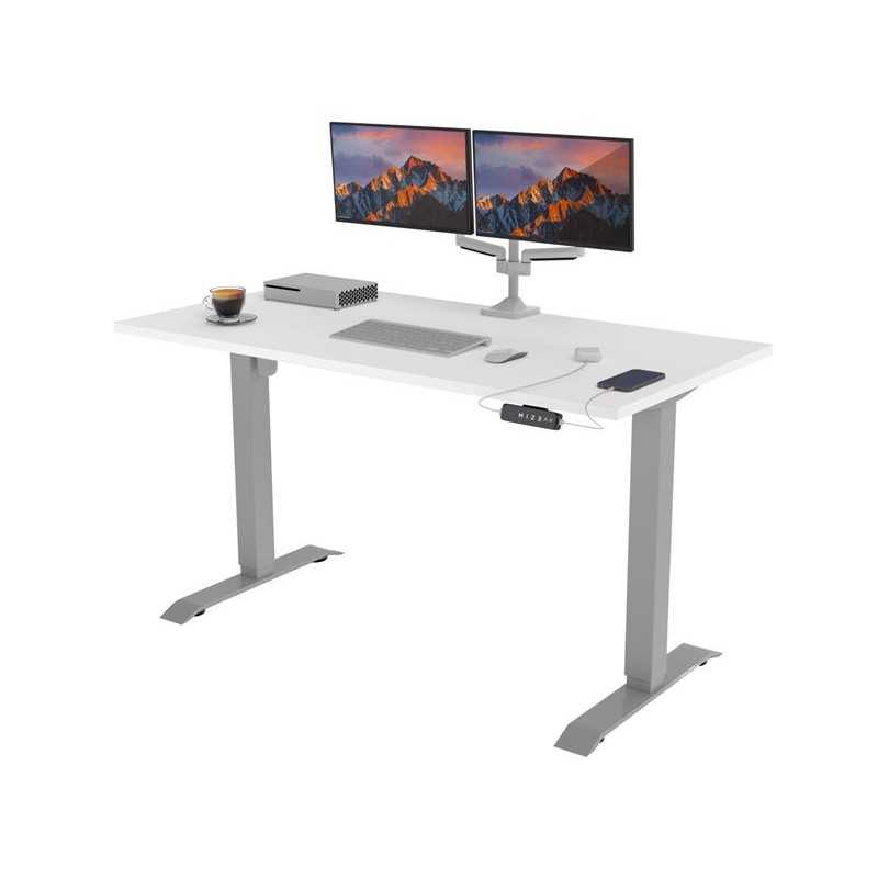 POKAR Desk with silver electric frame White 120x60