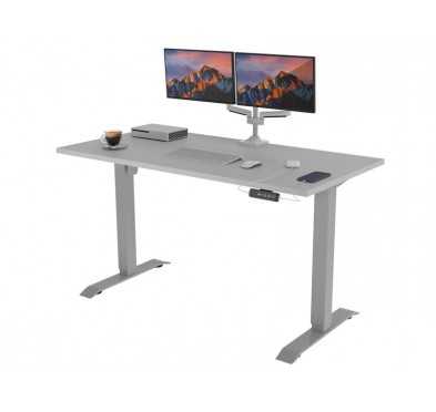 POKAR Desk with silver electric frame Light Grey 160x80