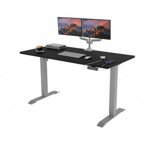 POKAR Desk with silver electric frame Black 120x80