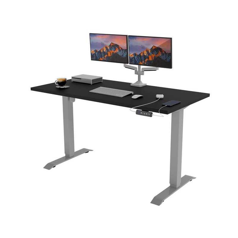 POKAR Desk with silver electric frame Black 160x80